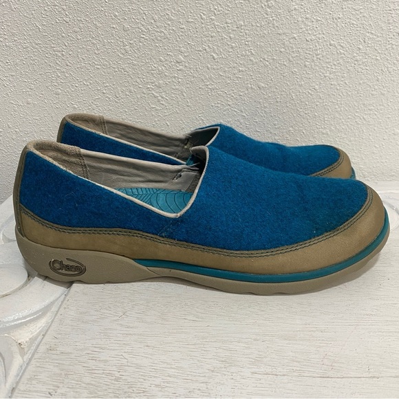 Chaco Shoes - Chaco Sloan Bayou Turquoise Blue Wool Leather Loaders Shoes Sz 11 EU 42.5